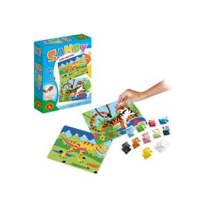 Sandy Sand Painting kit with dinosaur and tiger designs, showing the contents of the kit - ALEXANDER