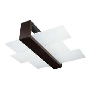 FENIKS 2 wenge ceiling lamp with wooden frame and white glass panels - Sollux Ceiling Lamp