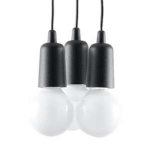 DIEGO 3 black pendant light with three bulbs - Sollux Pendant Light