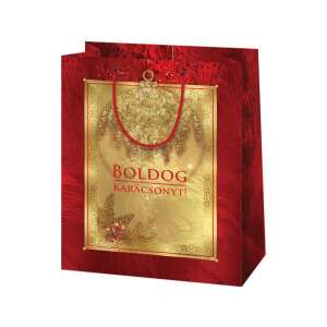 Sac cadou exclusivist de dimensiuni mici cu inscripția "Boldog Karácsonyt" (Crăciun Fericit), 11x6x15cm 78984892 - Pungi cadou