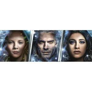 Puzzle Panoramic The Witcher cu 1000 piese, cu Geralt, Yennefer și Ciri - Clementoni Puzzle