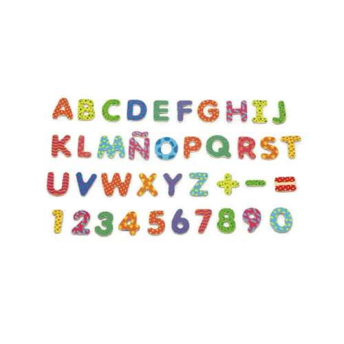 Litere și numere magnetice colorate, 77 de bucăți, de la Viga Toys