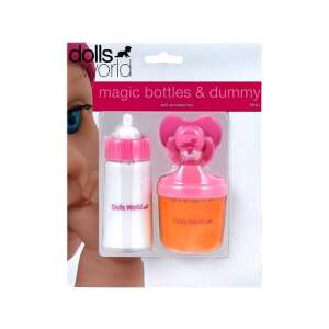 Dolls World magic bottles & dummy doll accessories, 2 pack, baby doll bottle and pacifier set - Doll accessory