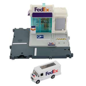 Matchbox FedEx Paketzentrum Spielset mit Express Delivery Van, Gebäude und Van auf weißem Hintergrund - Mattel