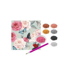 Gyémántszemes kirakó készlet virágok és pillangók mintával, minden szükséges anyaggal - Formatex