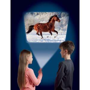 Kids using the Horse Torch to project a horse image on the wall - Nonbrand Developmental Toy for Preschooler