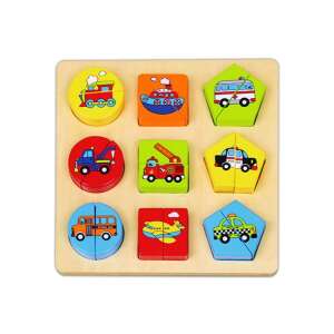 Holz-Formensortier-Puzzle mit Fahrzeugen für Kleinkinder, mit einem Zug, Boot, Bus, LKW, Feuerwehrauto, Polizeiauto, Schulbus, Flugzeug und Taxi - Entwicklungsspiele für Kinder im Kindergartenalter