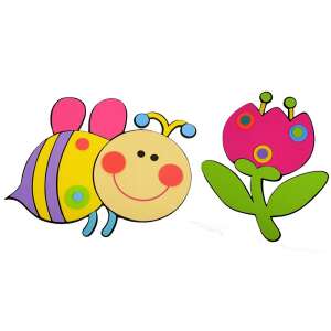 Marko Falidekor méhecske és virág falmatrica szett, SRP-002, színes, cuki, gyerekszoba dekoráció - Marko