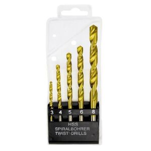 MTX 5db-os HSS-Ti fémfúró készlet 3-4-5-6-8 mm kazettában 124018929 - Mtx