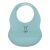 Baveta silicon Nattou albastru deschis pentru bebeluși, gât reglabil, buzunar pentru firimituri
