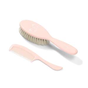 BabyOno pink baby hair brush and comb set with soft natural bristles - Bathing Essential