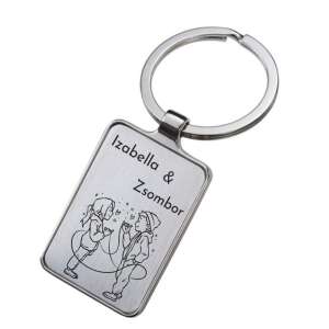 Személyre szabható gravírozott fém kulcstartó pár designnal, tökéletes pároknak, barátnak, barátnőnek, férjnek, feleségnek, évfordulóra, Valentin-napra, esküvőre, eljegyzésre, szerelemre, ajándék - Ajándék kulcstartó