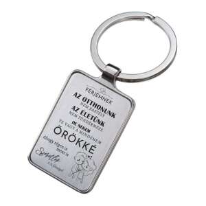 Gravírozott fém kulcstartó férjnek romantikus üzenettel - Ajándék kulcstartó
