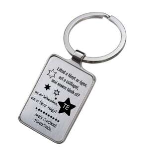 Gravírozott fém kulcstartó a "Te vagy a fény, ami sosem tűnik el" felirattal - Ajándék kulcstartó