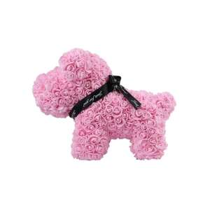 Rózsaszín rózsa kutyus, 40 x 30 cm, kézzel készített, egyedi, örök ajándék - Ajándék ötlet Valentin-napra