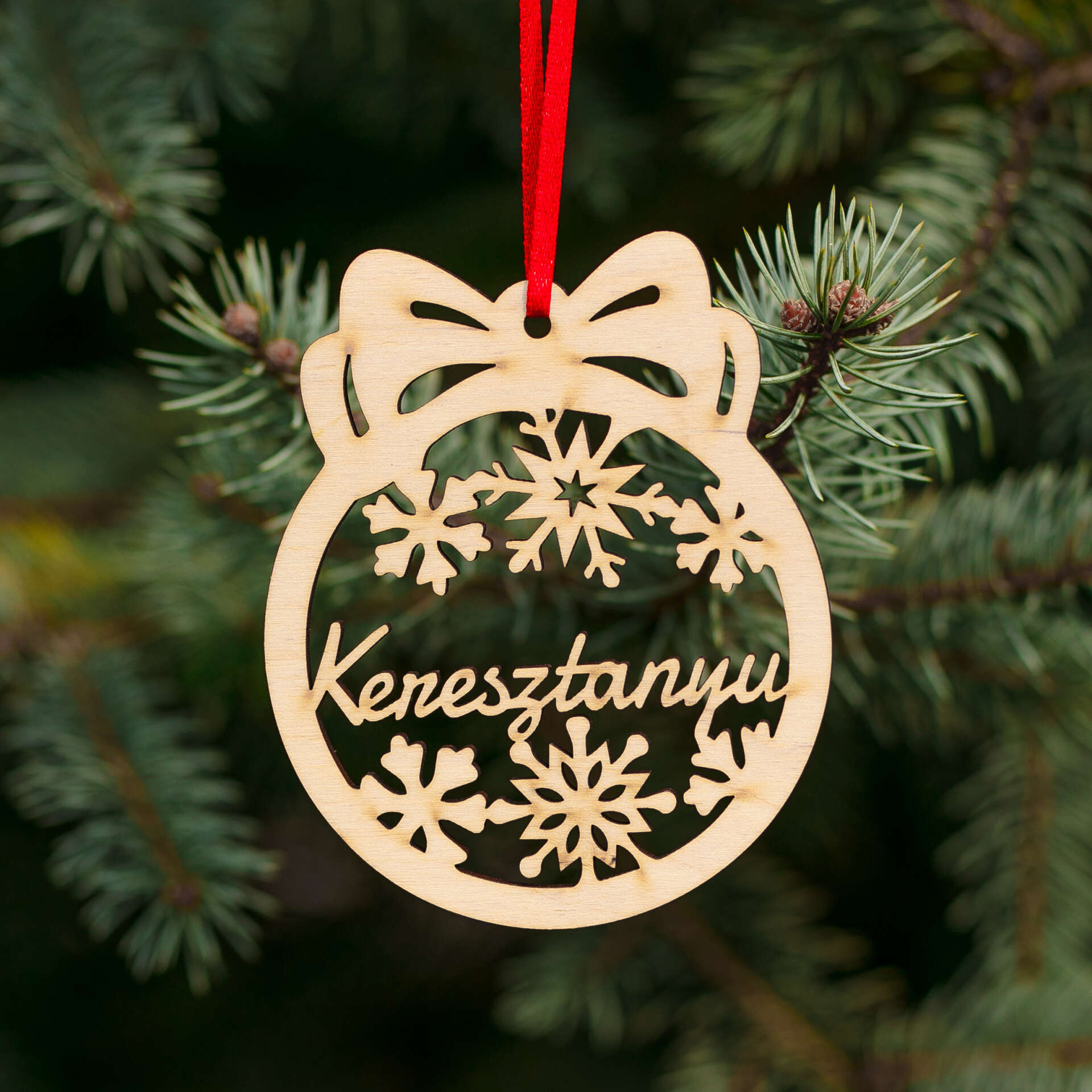 Fa Karácsonyfadísz - Keresztanyu - 10x9cm