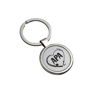 Gravírozott kulcstartó horgász apukáknak, szívvel és horgászbottal - Ajándék kulcstartó