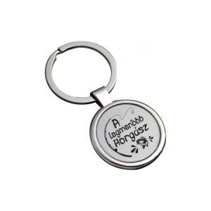 Fém kulcstartó "A legmenőbb horgász" felirattal, horgászbottal és hallal - Ajándék kulcstartó