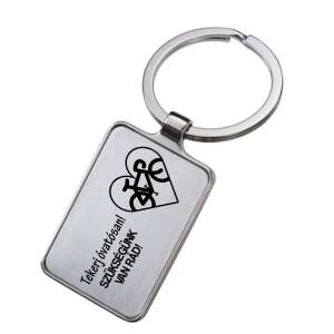 Ezüst kulcstartó szívvel és biciklivel, a "Tekerj óvatosan! Szükségünk van rád!" felirattal. - Ajándék kulcstartó