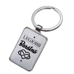 Gravírozott kulcstartó legjobb barátnőnek, ezüst fém kulcstartó 'Legjobb Barátnő' felirattal és végtelen szív szimbólummal - Ajándék kulcstartó