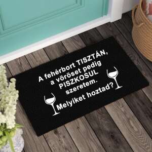 Забавна постелка за врата с чаша за вино и текст "Обичам бялото вино чисто, а червеното мръсно" на унгарски - Изкуства и хобита