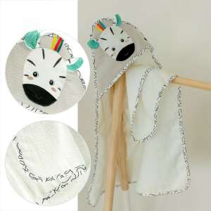 babyFEHN zebra hooded towel, collage showing different details - Bath Towel, Washcloth, Hooded Towel