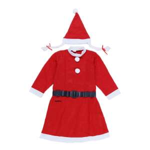 Flippy® Girl Christmas Costume, 10-12 years, 3 pieces, Polar, red dress, white trim, black belt, white hat - Costume for Kid