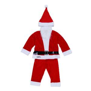 Costum de Moș Crăciun Flippy® pentru băieți, 1-3 ani, catifea roșie, cu pălărie, barbă, centură și pantaloni - Flippy Costume de Moș Crăciun