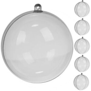 Glob de Crăciun acrilic, set de 5 bucăți, globuri de Crăciun umplute cu acril transparent de 10 cm - Decorațiuni pentru pomul de Crăciun