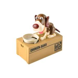 Brauner animierter Hund Sparschwein, Marke Choken-Bako, für Kinder, zum Sparen - Kruzzel