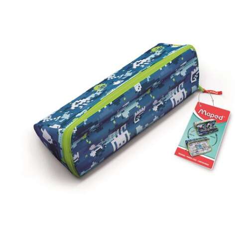 Puzdro na pero, trojuholníkové, rozkladacie, na zips, MAPED "Open XXL Pattern", pixelový vzor