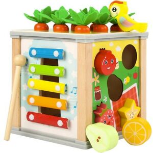 Kruzzel Wooden Activity Cube - Shape Sorter and Xylophone - Kruzzel