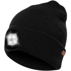 Czarna czapka beanie z wbudowaną lampą czołową LED, Trizand 22663 - Trizand