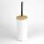 White toilet brush with bamboo lid