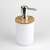 Ikonka White and Brown Bathroom Soap Dispenser with Bamboo Lid