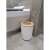 Ikonka White and Brown Bathroom Trash Can in Bathroom Setting