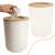 Ikonka White and Brown Bathroom Trash Can with Bamboo Rim - Lifestyle