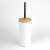 White toilet brush with bamboo lid