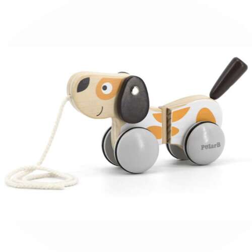PolarB fa húzogatós kutya játék, kisgyermekeknek és csecsemőknek, járásra ösztönzi, könnyen manőverezhető, kötéllel