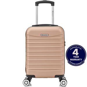 Kabinbőrönd repülőre, kézipoggyász 40x30x20 cm, LINE modell Quasar & Co.®, ABS 2.8 mm, lopásgátló cipzár, számzár, teleszkópos fogantyú, 4 dupla kerék, kivehető 360°-os forgással, 10 kg-ig, repülős bőrönd, Krém