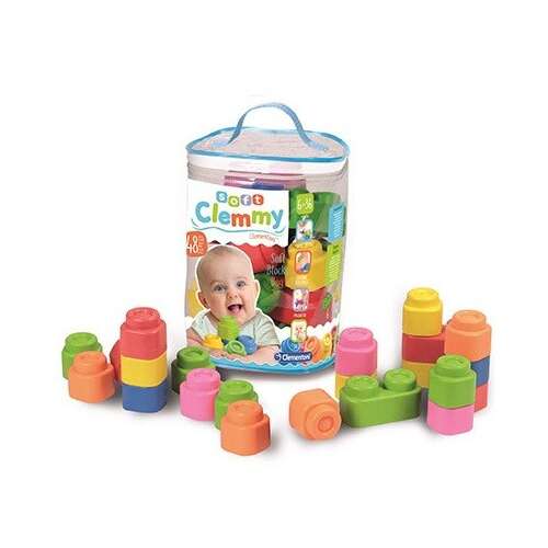 Clementoni Soft Clemmy 48 darabos építőkocka szett babáknak, színes, puha, biztonságos, fejlesztő játék