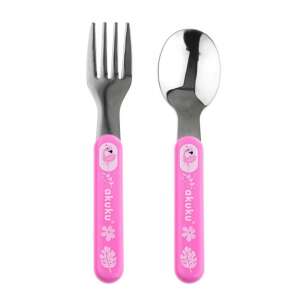 Akuku bébievőeszköz készlet, 2 db-os, villa és kanál, 9 hónapos kortól - Akuku