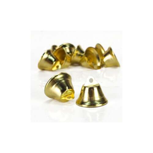 Decorațiuni de Crăciun clopot de metal auriu, 1,5 cm, 10 buc/mpachet