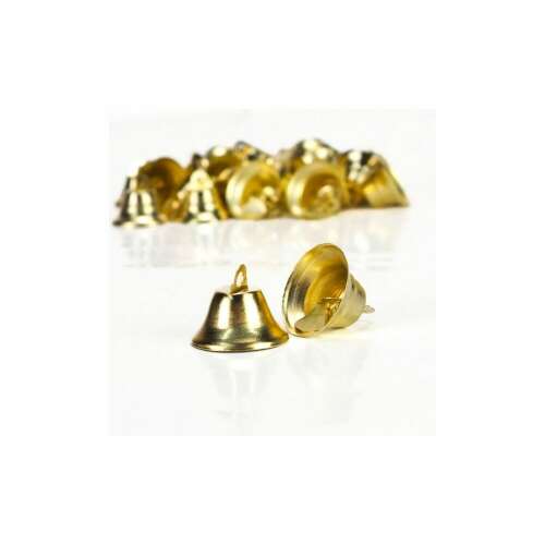 Vianočná dekorácia kovový zvonček zlatý, 1cm, 30ks/balenie