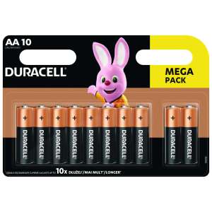 Duracell AA elemek, 10 darabos csomag, mega csomag, hosszú élettartamú, alkáli elemek - Duracell