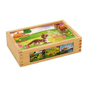 Fa mesekockák készlet 15 darabos, állatos illusztrációkkal, tökéletes óvodásoknak - Baba puzzle