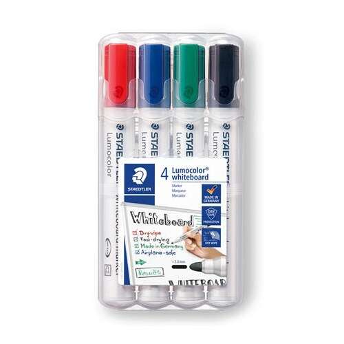 Boardmarker-Set, 2 mm, konisch, STAEDTLER "Lumocolor® 351", 4 verschiedene Farben