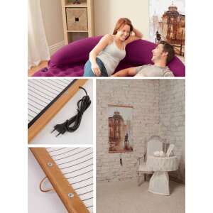 Infrapanel electric wall heater, collage, Prague cityscape painting, details - Electric Heating Panel