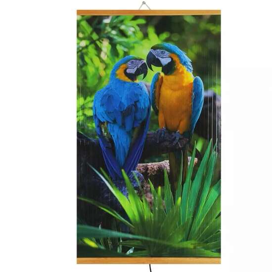 Panel na podczerwień, dekoracyjny panel grzewczy na podczerwień, mobilny panel na podczerwień z wizerunkiem papugi, 500W - składany, 105 x 60 cm