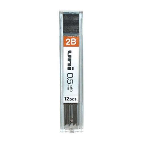UNI 0.5 mm 2B pencil leads, 12 pieces